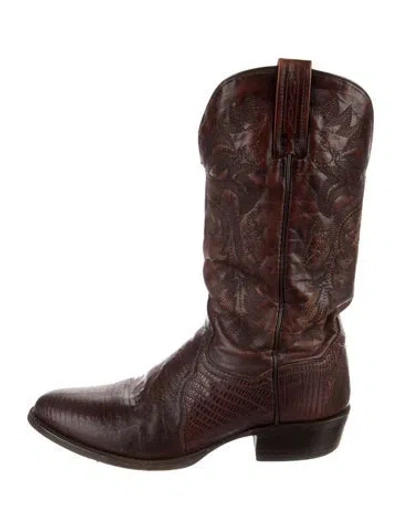 Pre-owned Dan Post Leather Western Boots In Burgundy