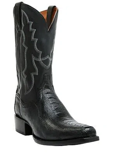 Pre-owned Dan Post Men's 12&quot; Exotic Ostrich Leg Western Boot - Square Toe Black 8.5 D