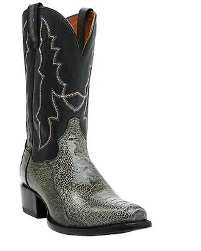 Pre-owned Dan Post Men's 12&quot; Exotic Ostrich Leg Western Boot - Square Toe Grey 8.5 D In Gray