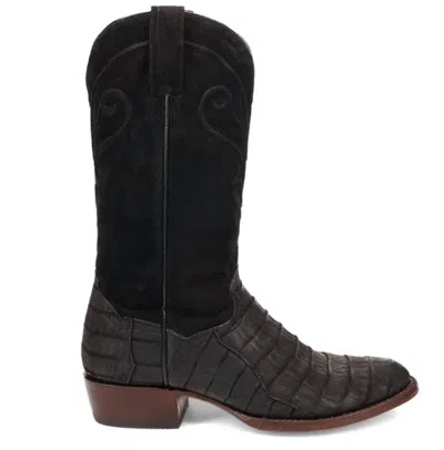 Dan Post Men's Alvis Sueded Caiman Exotic R-toe Western Boot In Black