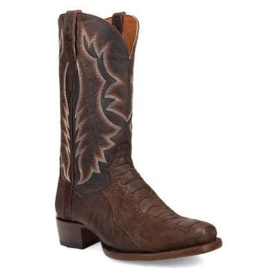 Pre-owned Dan Post Men's Anders Ostrich Leg Brown Leather Boot Dp3103