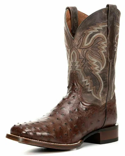 Pre-owned Dan Post Men's  Mad Dog Chocolate Full Quill Ostrich Western Boots Dp3875 In Brown