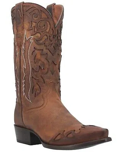 Pre-owned Dan Post Men's Denton All-over Overlay Western Boot - Snip Toe - Dp3179 In Brown