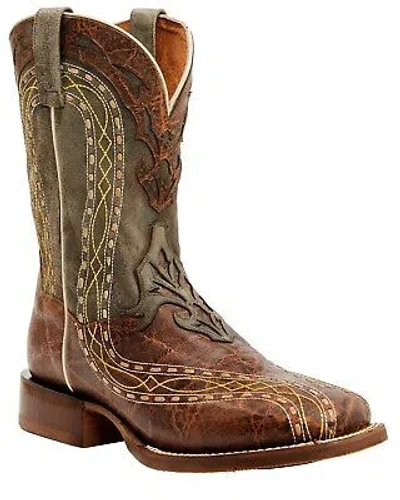 Pre-owned Dan Post Men's Inlay Embroidered Western Performance Boot - Broad Square Toe Tan In Brown