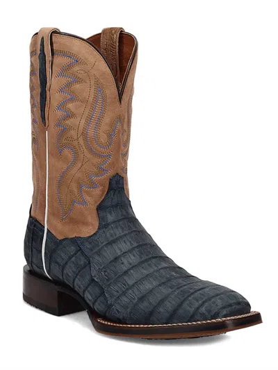Dan Post Men's Leon Caiman Square Toe Boot In Denim Blue In Multi