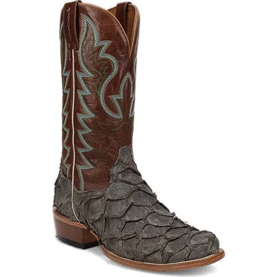 Pre-owned Dan Post Men's Riggs Pirarucu Boot Dp5022 In Grey/brown