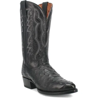 Pre-owned Dan Post Men's Tempe Full Quill Ostrich Leather Boot Dp2321 In Black