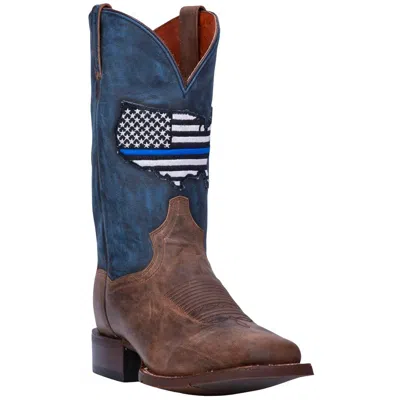 Dan Post Men's Thin Blue Line Tribute Western Boots In Brown/blue