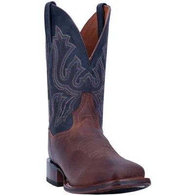 Pre-owned Dan Post Men's Winslow Brown & Blue Square Toe Western Boots Dp4556