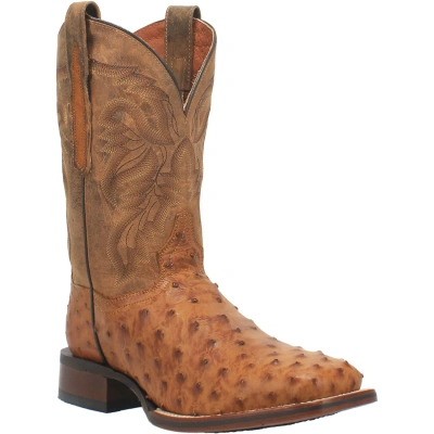 Pre-owned Dan Post Mens Alamosa Cowboy Boots Ostrich Saddle Tan/brown