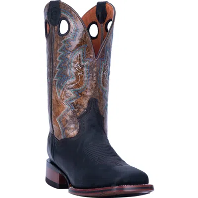 Pre-owned Dan Post Mens Black/brown Cowboy Boots Leather Square Toe