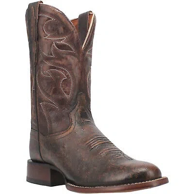 Pre-owned Dan Post Mens Clyde Cognac Smooth Ostrich Cowboy Boots In Brown