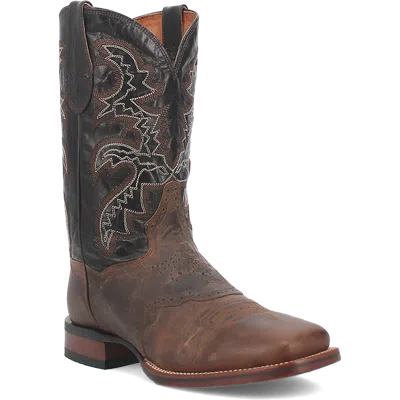 Pre-owned Dan Post Mens  Franklin Brown Black Leather Western Cowboy Boots Dp2815 In Sand (brown) Foot With Black Shaft