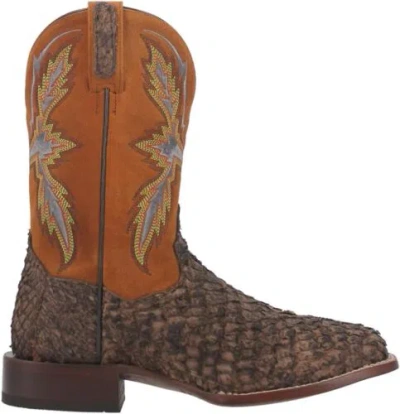 Pre-owned Dan Post Mens Dorsal Embroidered Square Toe Casual Boots Mid Calf - Brown