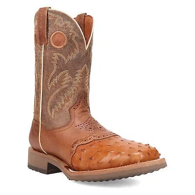 Pre-owned Dan Post Mens Martel Brown Full Quill Ostrich Cowboy Boots