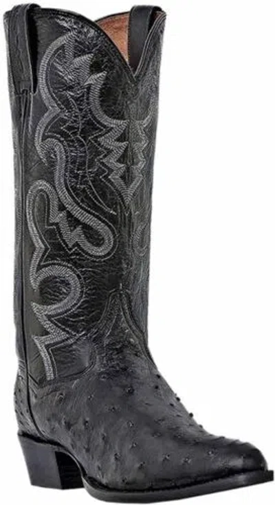 Pre-owned Dan Post Mens Tempe Ostrich Embroidered Round Toe Casual Boots - Brown In Black