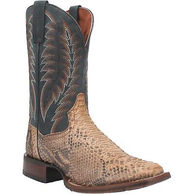Pre-owned Dan Post Mens Templeton Beige Python Cowboy Boots