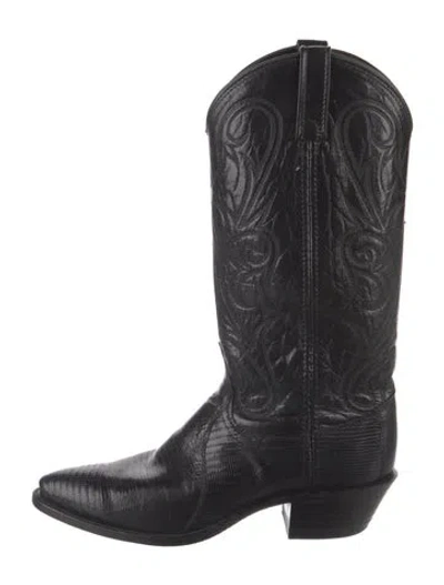 Pre-owned Dan Post Patent Leather Animal Print Western Boots In Black