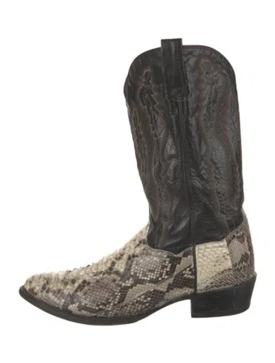 Pre-owned Dan Post Python Animal Print Western Boots In Black