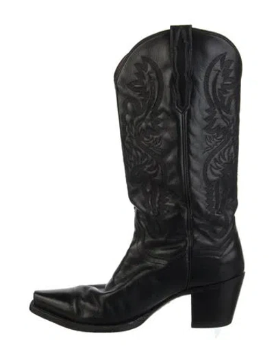 Pre-owned Dan Post Vintage Leather Western Boots In Black