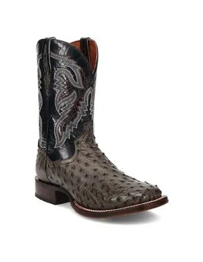 Pre-owned Dan Post Western Boots Mens Full Quill Ostrich Alamosa Gray Dp5013