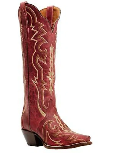 Pre-owned Dan Post Women's 16&quot; Triad Silvie Tall Western Boot - Snip Toe Wine 6 1/2 In Red