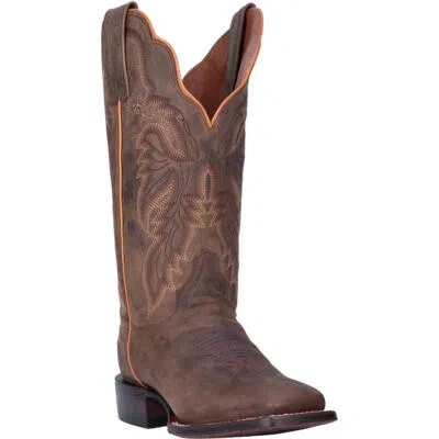 Pre-owned Dan Post Womens Alexy Square Toe Leather Boot Dp4572 In Brown