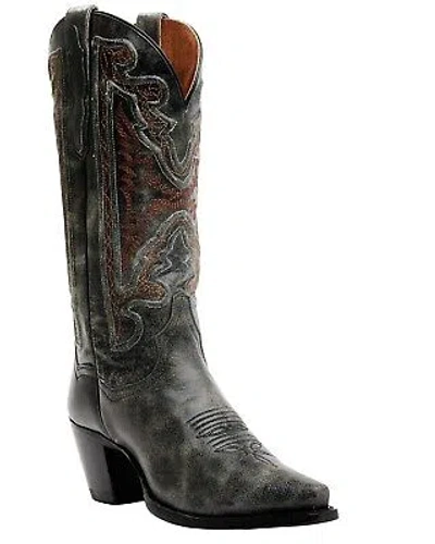 Pre-owned Dan Post Women's Atomic Vintage Embroidered Tall Western Boot Snip Toe - Dp80175 In Black