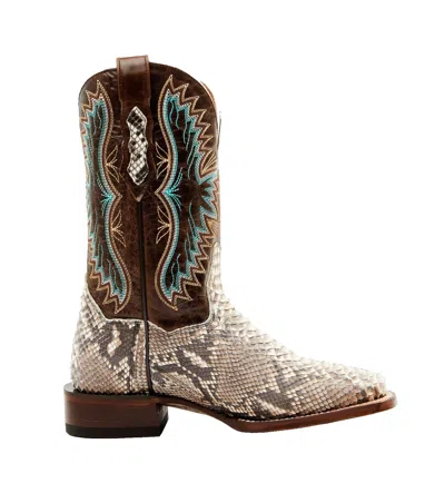 Pre-owned Dan Post Women's Back Cut Natural Python Exotic Broad Square Toe Western Boot In Beige