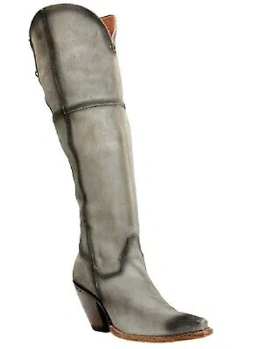 Pre-owned Dan Post Women's Corsette Over The Knee Fashion Western Boot Snip Toe Light Grey In Gray