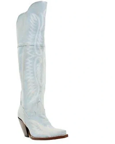 Pre-owned Dan Post Women's Denim Tall Western Boot - Snip Toe Blue 6 M