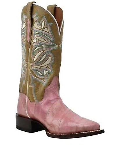 Pre-owned Dan Post Women's Eel Exotic Western Boot - Broad Square Toe - Dps716 In Pink