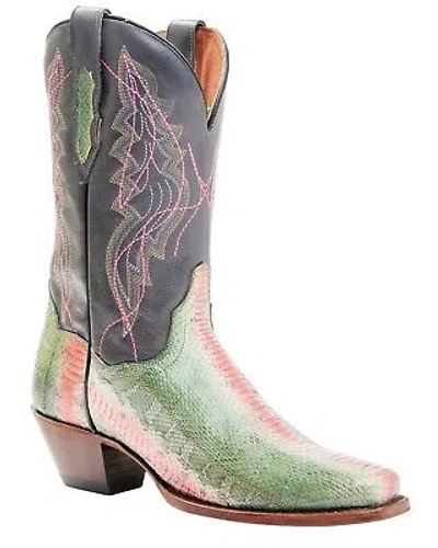Pre-owned Dan Post Women's Exotic Watersnake Skin Western Boot - Square Toe - Dpp5699 In Green
