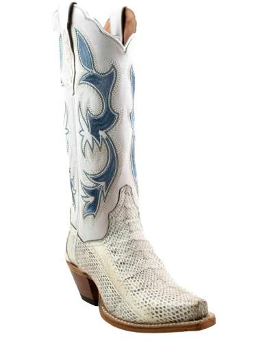 Pre-owned Dan Post Women's Exotic Watersnake Western Boot - Snip Toe - Dps759 In White