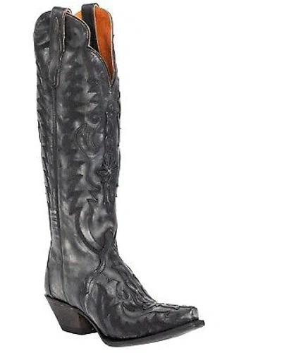 Pre-owned Dan Post Women's Hallie Western Boot - Snip Toe Black 6 1/2 M