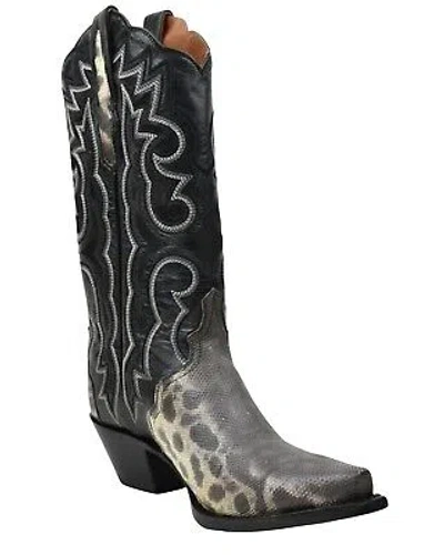 Pre-owned Dan Post Women's Karung Snake Exotic Western Boot - Snip Toe - Dps705 In Black