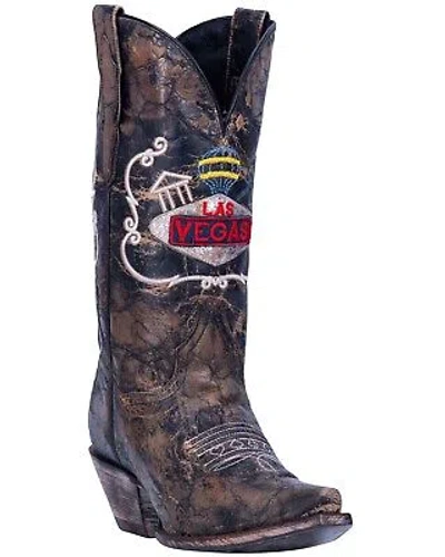 Pre-owned Dan Post Women's Las Vegas Western Boot - Snip Toe Chocolate 6 1/2 M In Brown