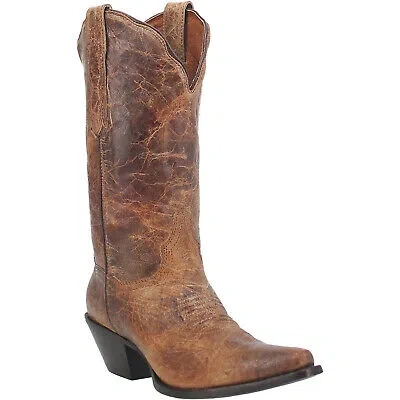Pre-owned Dan Post Womens Colleen Cowboy Boots Leather Tan In Brown