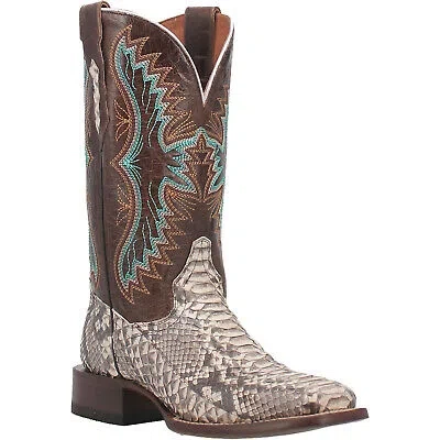 Pre-owned Dan Post Womens Rynna Python Cowboy Boots Snake Foot Natural In Beige
