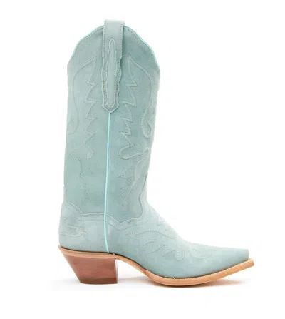 Pre-owned Dan Post Womens Suede Snip Toe Light Green Western Boots (medium Sizes)