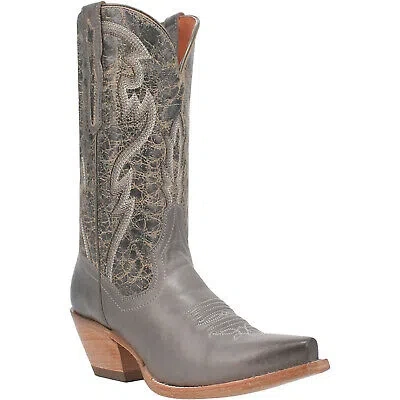 Pre-owned Dan Post Womens Tria Grey Leather Cowboy Boots In Gray