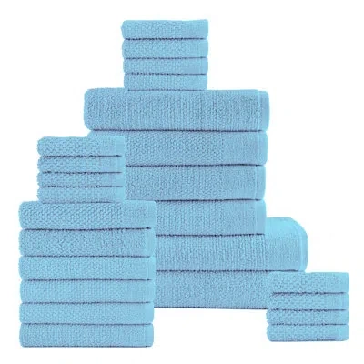 Dan River 24 Piece Popcorn Cotton Bath Towel Set In Aqua