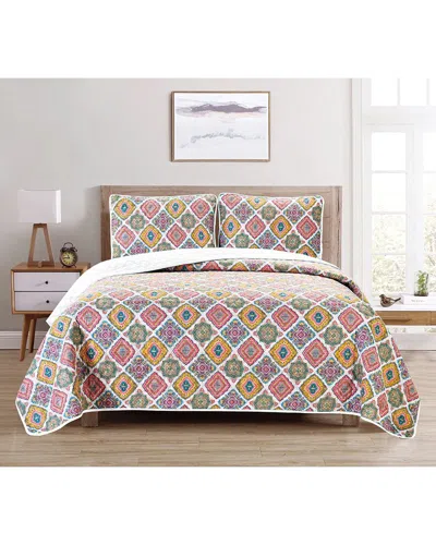 Dan River 3pc Reversible Quilt Set In Pink