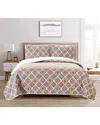 Dan River 3pc Reversible Quilt Set In Pink