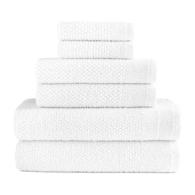 Dan River 6 Piece Popcorn Cotton Bath Towel Set In White