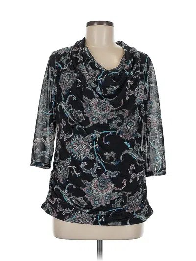 Pre-owned Dana Buchman 3/4 Sleeve Blouse In Black