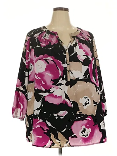 Pre-owned Dana Buchman 3/4 Sleeve Blouse In Black