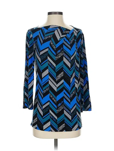 Pre-owned Dana Buchman 3/4 Sleeve Blouse In Blue