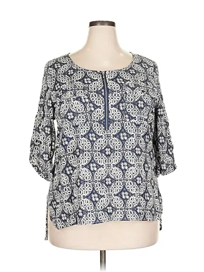 Pre-owned Dana Buchman 3/4 Sleeve Blouse In Blue