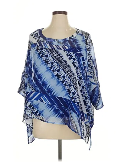 Pre-owned Dana Buchman 3/4 Sleeve Blouse In Blue
